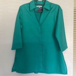Foxcroft Green 3/4 Sleeve Button Down Shirt